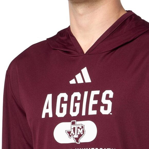 Adidas Men's Texas A&M Aggies Designed for Training Hoodie Maroon XLT - Picture 4 of 6